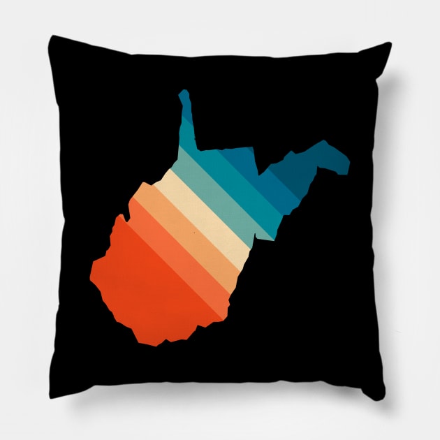 West Virginia State Retro Map Pillow by n23tees