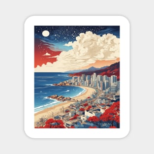 Busan South Korea Starry Night Travel Tourism Retro Vintage Art Magnet