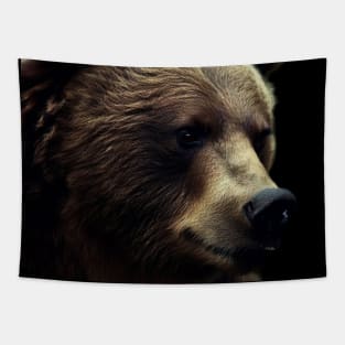 A brown bear in nature that looks cute and cuddly looks warm. Tapestry