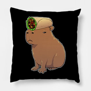 Capybara with a Burrito on its head Pillow