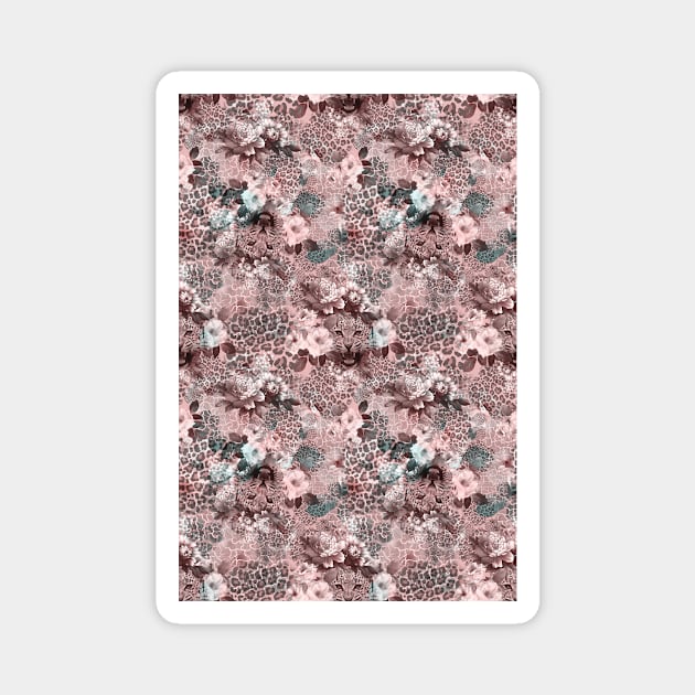 leopard and flowers design Magnet by bless2015