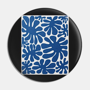 Abstract blue flowers, Mid century art print Pin