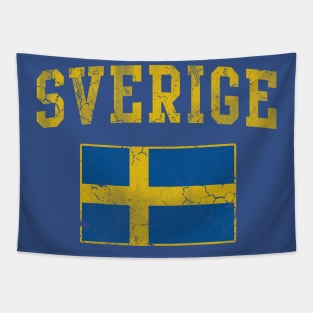 Sverige Flag Sweden Swedish Vintage Fade Tapestry