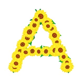 Sunflowers Initial Letter A (White Background) T-Shirt