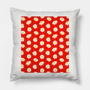 90’s Daisy Ditsy Pattern on Red Pillow