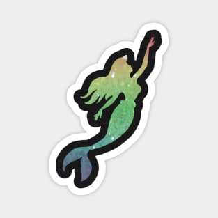 Rainbow Ombre Faux Glitter Mermaid Silhouette Magnet