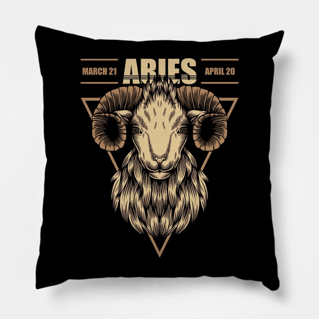 Zodiac Aries Pillow by Dojaja