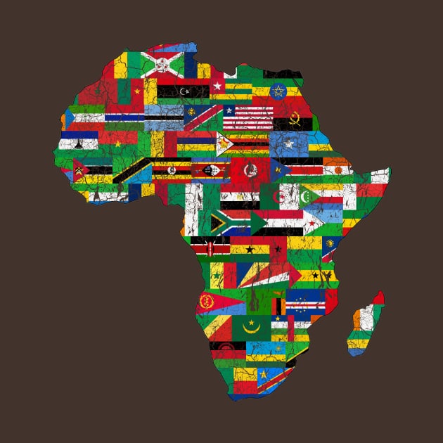 Vintage Africa Map with Flags by vladocar