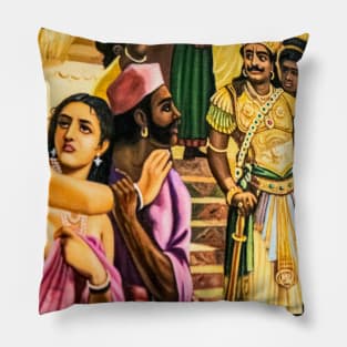 Painting, scene of rajasthan Pillow