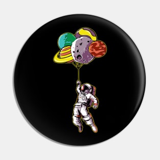 Astronaut With Space Balloons Pin