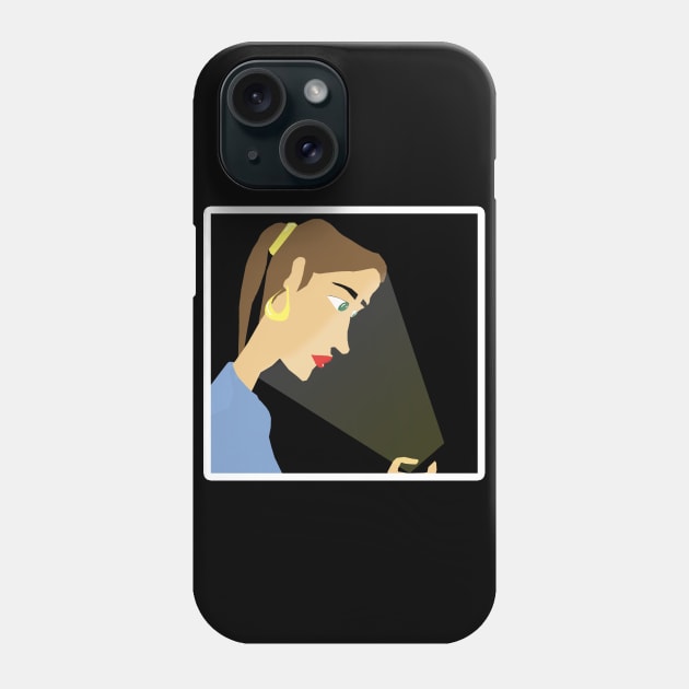 Woman looking down at her cellphone Phone Case by Nosa rez