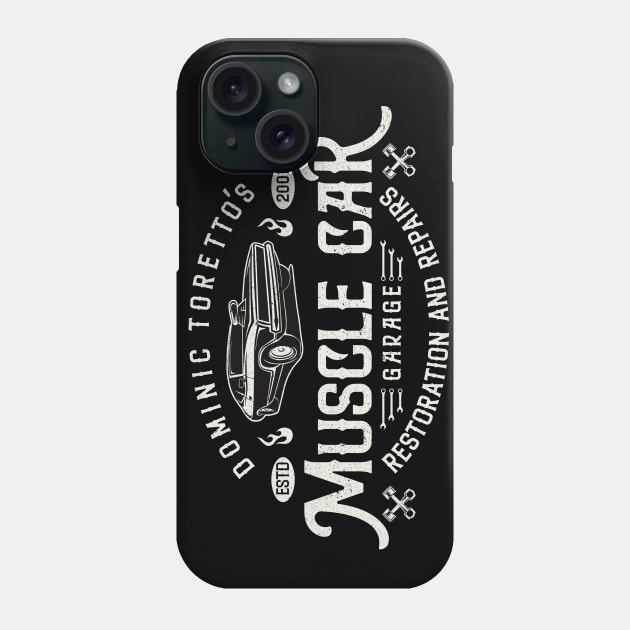 Toretto's Muscle Car Garage Phone Case by Alema Art