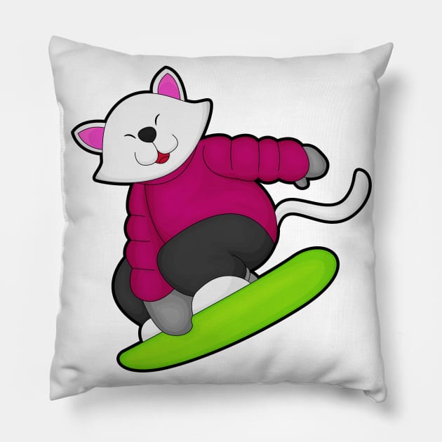 Cat as Snowboarder with Snowboard Pillow by Markus Schnabel