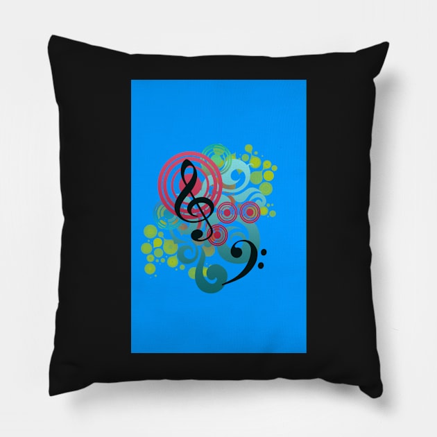 Music swirl iPhone case (blue) Pillow by InspiraImage