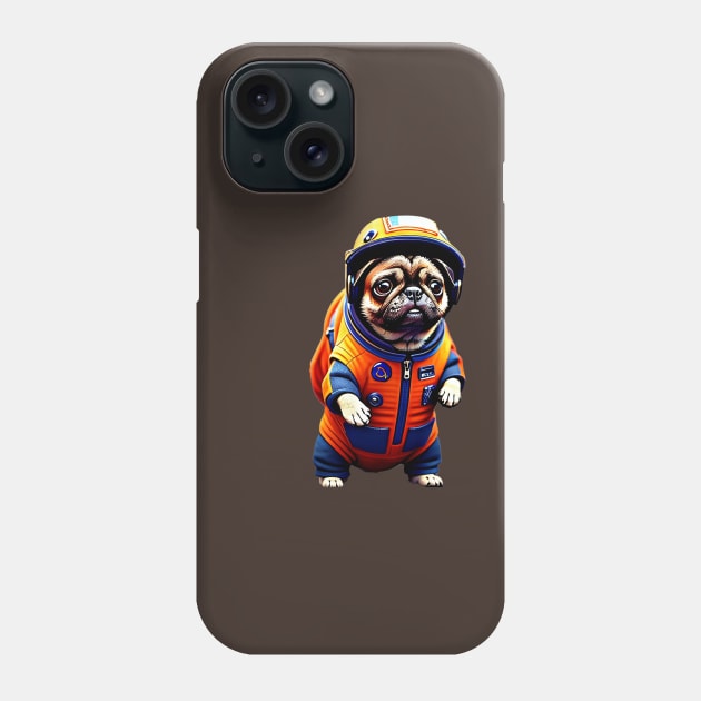 Cute Pug in Orange Space Suit - Adorable Dog Astronaut Design Phone Case by fur-niche