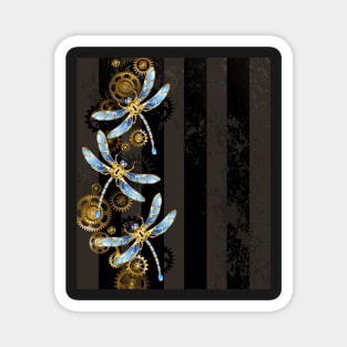 Design with Mechanical Dragonflies ( Steampunk ) Magnet