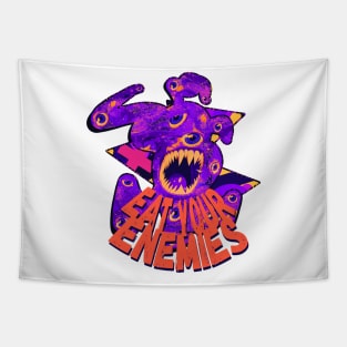 Eat Your Enemies - Purple Monster with Sharp Teeth Tapestry