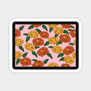 April Marigolds on pink Magnet