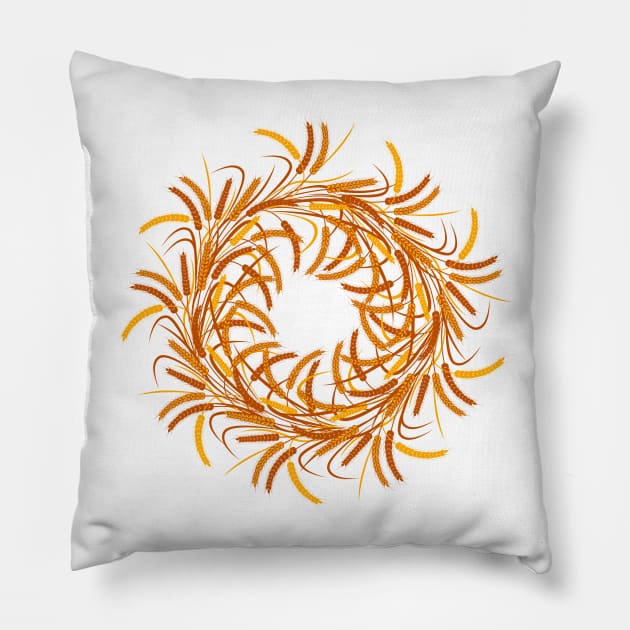 Wreath of wheat ears Pillow by Julia_Faranchuk