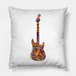 Yellow on Blue Flame Guitar Silhouette Pillow