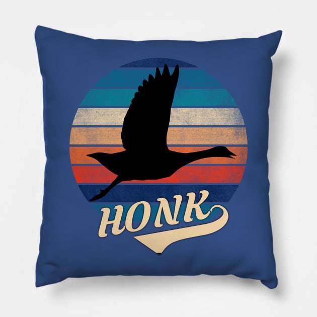 Goose Honk Retro Sunset Pillow by GypsyBluegrassDesigns