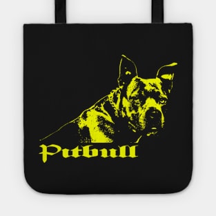 yellow pitbull Tote