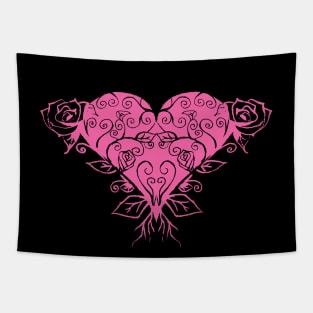 Valentine Day Pink Heart Rose Tapestry