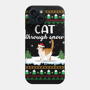 Cat Through Snow Funny Christmas Costume Phone Case