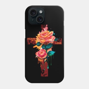 AGAPE LOVE GRUNGE DISTRESSED CROSS ROSE PAINT DRIP Phone Case