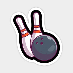 Bowling pins with bowling ball cartoon Magnet