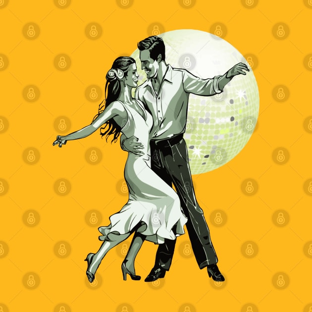 Salsa Couple Dancing With Ballroom Mirrorball by taiche