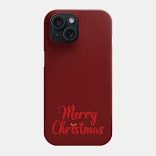 Merry Christmas with Holly and Bow Text Design Phone Case