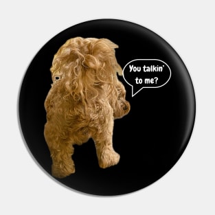 Talk to the tail! Doodle dog with attitude. For dark background. Pin