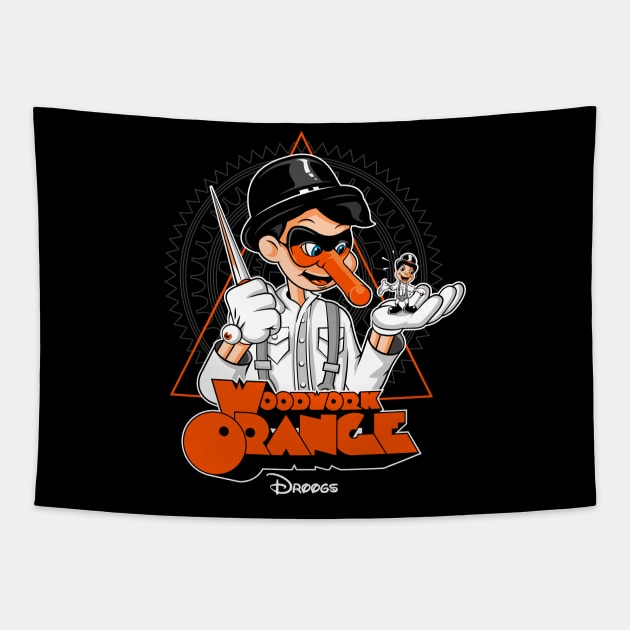 Woodwork Orange Tapestry by CappO