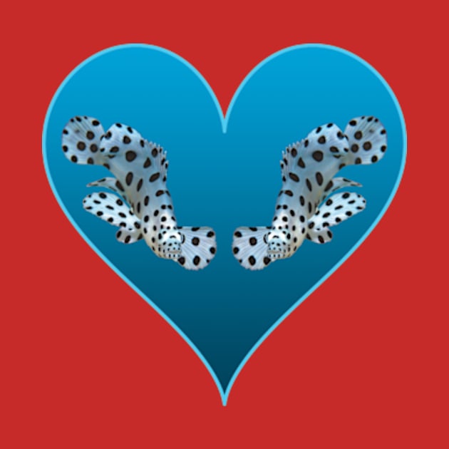 Cute motif of a fish | Small fish in a blue heart | by Ute-Niemann