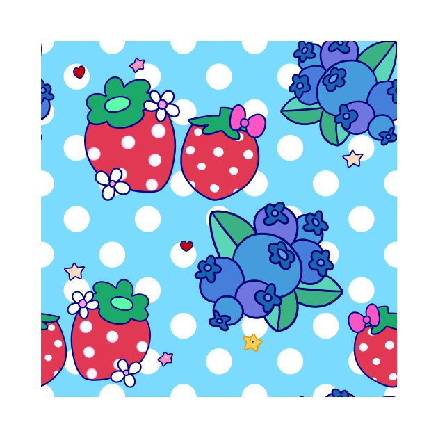 Strawberries and Blueberries Polk-a-dot Pattern by saradaboru