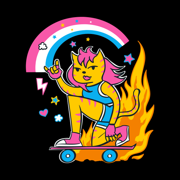 Very Cool Skater Cat Girl by Marina BH