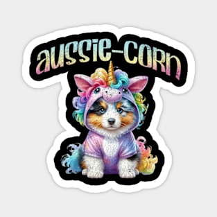 Aussie-corn Australian Shepherd Kawaii Dog Pastel Unicorn Magnet