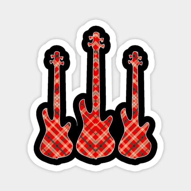 Red Black Plaid Matching Christmas Pattern Bass Player Magnet by jodotodesign