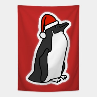 Christmas Penguin in a Santa Hat Tapestry