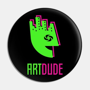 YourArtDude Logo In Lime And Magenta Pin