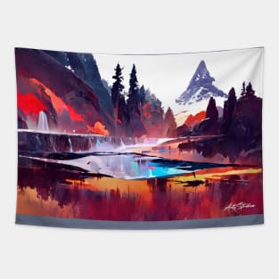 Mountain Lake Fantasy Tapestry