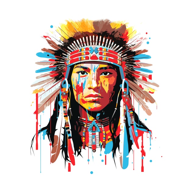 American Native Indian Brave Warrior Inspiration People Abstract by Cubebox