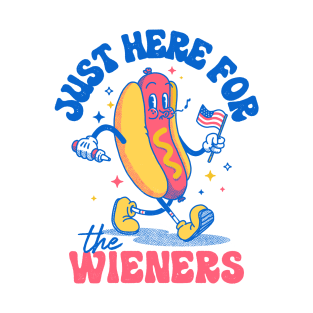 Hot Dog I'm Just Here For The Wieners Funny Fourth of July T-Shirt