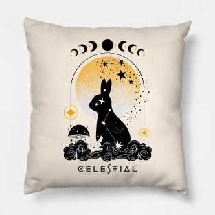 Celestial animal rabbit with magic mushroom Pillow