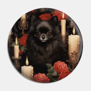 Gothic Black Pomeranian Pin