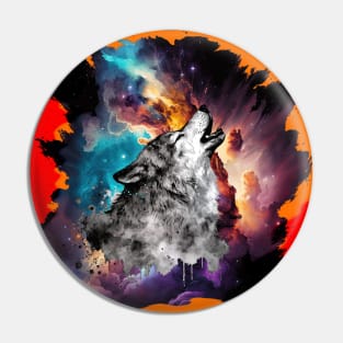 Psychedelic Howling Wolf Pin