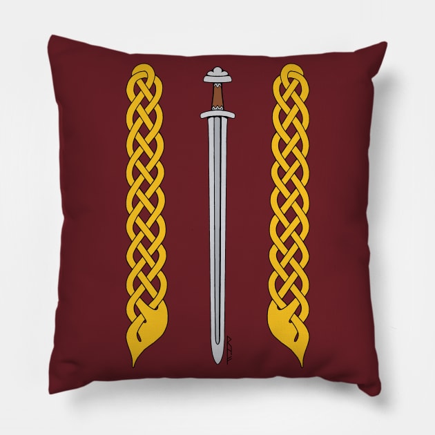 Viking Sword and Plaitwork Pillow by AzureLionProductions