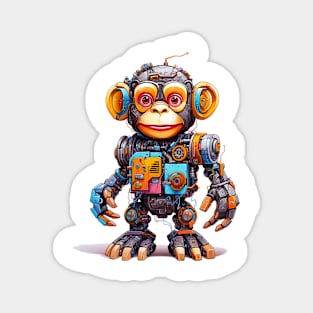 Cartoon monkey robots. T-Shirt, Sticker. Magnet