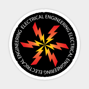 electrical engineering, lightning logo, text stamp Magnet